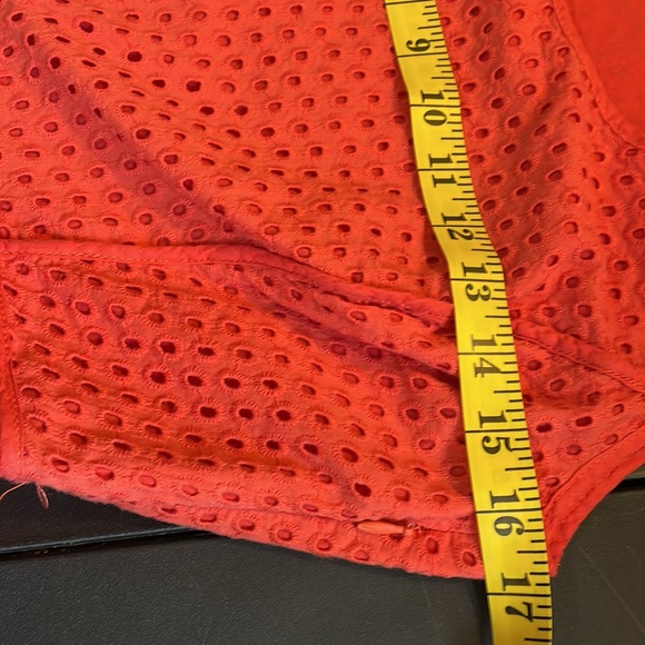 Sophie Max Eyelet Orange Dress, cinched waist, Size Small - Picture 7 of 12